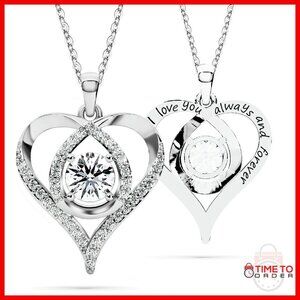 S925 Sterling Silver Heart Moissanite Necklace Infinity Design
